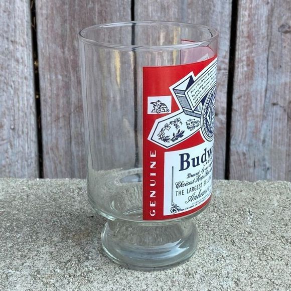 Vintage Budweiser Label Beer Glass Clear - Picture 3 of 7